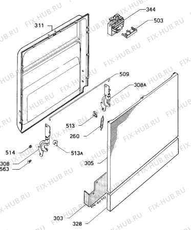 Взрыв-схема посудомоечной машины Zanussi ZW106 - Схема узла Door 003